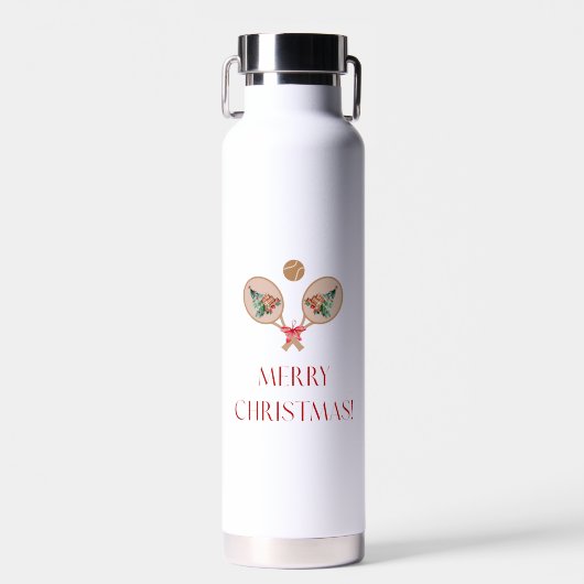Padel Christmas Water Bottle - Festive Padel Motif Waterfles (Voorkant)