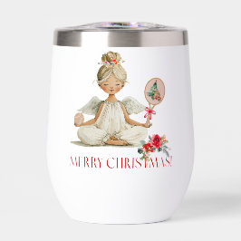 Padel Christmas Wine Tumbler - Holiday Padel Angel