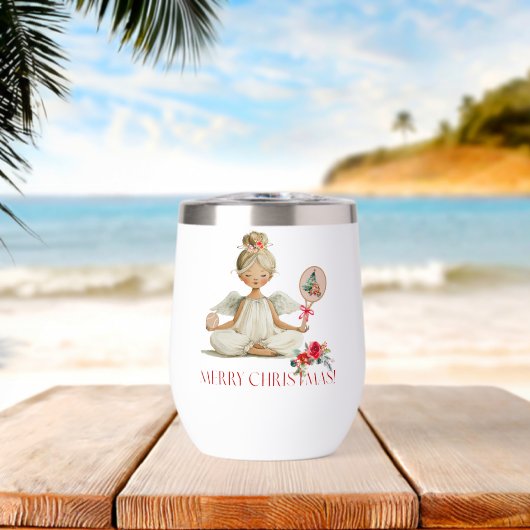 Padel Christmas Wine Tumbler - Holiday Padel Angel (Strand (Gedraaid)  )