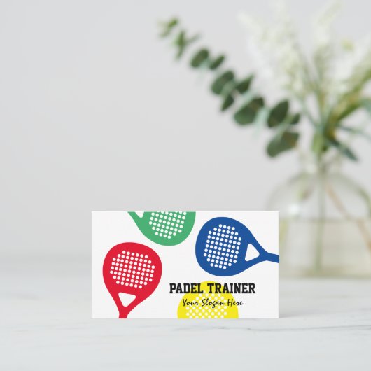 Padel coach trainer visitekaartje template (Staand voorkant)
