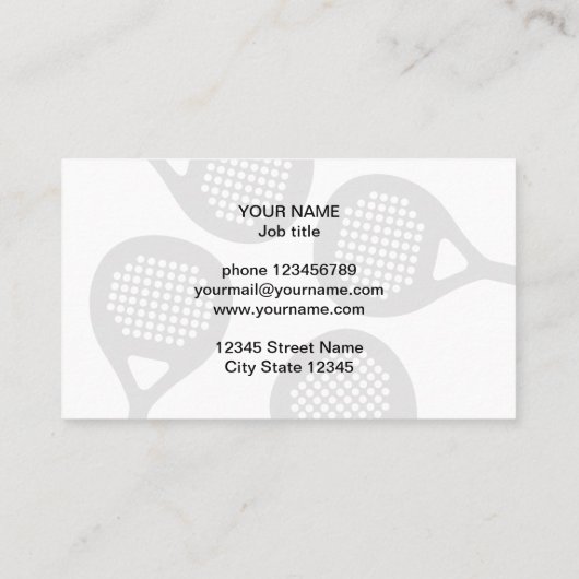 Padel coach trainer visitekaartje template (Achterkant)