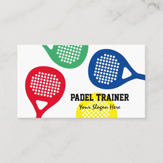 Padel coach trainer visitekaartje template (Voorkant)