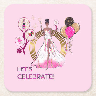 PADEL COASTER: CELEBRATIE PADEL DIVA HELDER ROZE KARTONNEN ONDERZETTERS