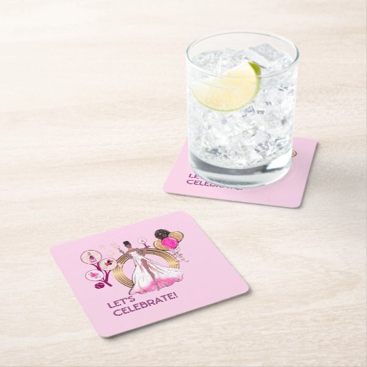 PADEL COASTER: CELEBRATION PADEL DIVA BRIGHT PINK KARTONNEN ONDERZETTERS (Insitu)