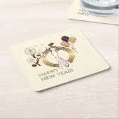 PADEL COASTER: NEW YEAR’S PADEL DIVA CREAM & GOLD KARTONNEN ONDERZETTERS (Schuin)