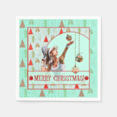 Padel Cocktail Napkin – Padel Retro Christmas Servet (Voorkant)