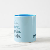 Padel Coffee Mug-Personalize Word Vibes Sky Blue Tweekleurige Koffiemok (Center)