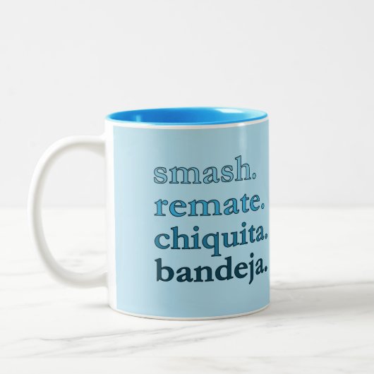Padel Coffee Mug-Personalize Word Vibes Sky Blue Tweekleurige Koffiemok (Links)
