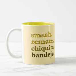 Padel Coffee Mug-Personalize Word Vibes Yellow Tweekleurige Koffiemok