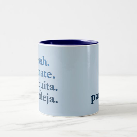 PADEL COFFEE MUG – WORD VIBES – AZURE BLUE TWEEKLEURIGE KOFFIEMOK (Center)