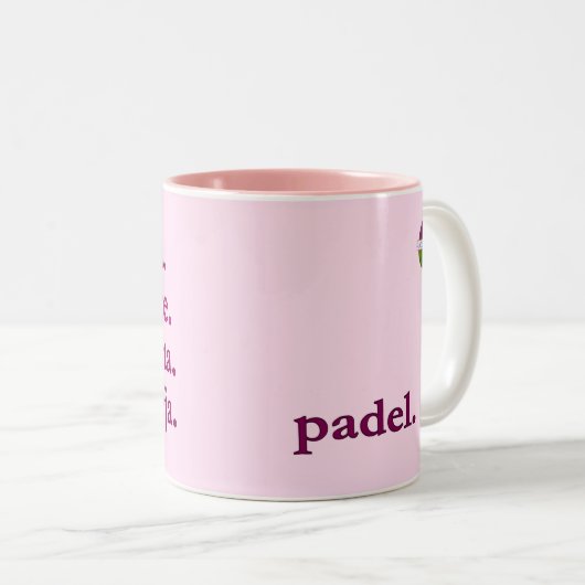 PADEL COFFEE MUG – WORD VIBES – BRIGHT LIGHT PINKS TWEEKLEURIGE KOFFIEMOK (Voorkant rechts)