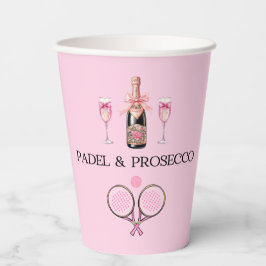 PADEL CUP: PADEL & PROSECCO CLASSIC PINK/BLACK PAPIEREN BEKERS