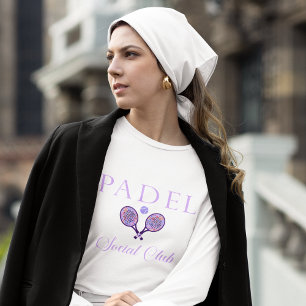 Padel Dames T-Shirt-Social Club Wit Paars Tri-Blend Shirt