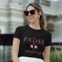 Padel Dames T-Shirt-Social Club Zwart & Roze