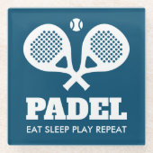 Padel Eat Sleep Play Herhaal aangepaste glas onder Glazen Onderzetter (Voorkant)