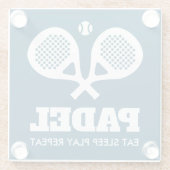 Padel Eat Sleep Play Herhaal aangepaste glas onder Glazen Onderzetter (Achterkant)