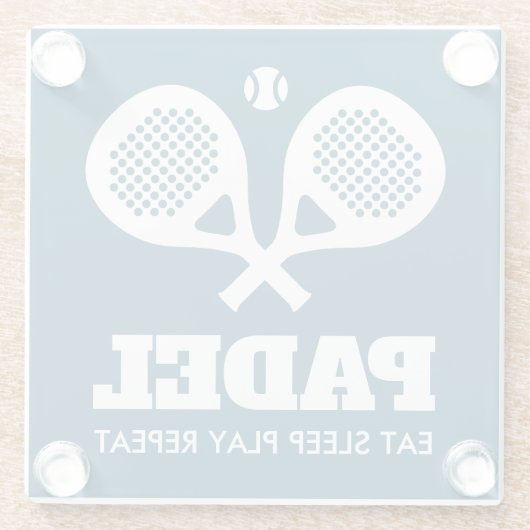 Padel Eat Sleep Play Herhaal aangepaste glas onder Glazen Onderzetter (Achterkant)