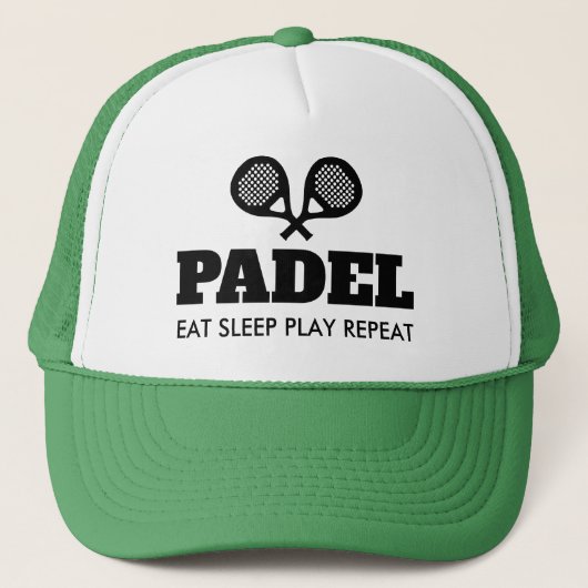 Padel Eat Sleep Play Herhaal aangepaste kleur Trucker Pet (Voorkant)