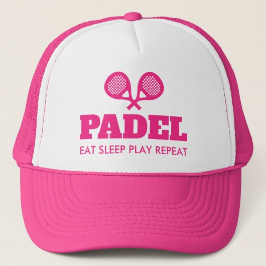 Padel Eat Sleep Play Herhaal neon roze trucker hoe Trucker Pet (Voorkant)