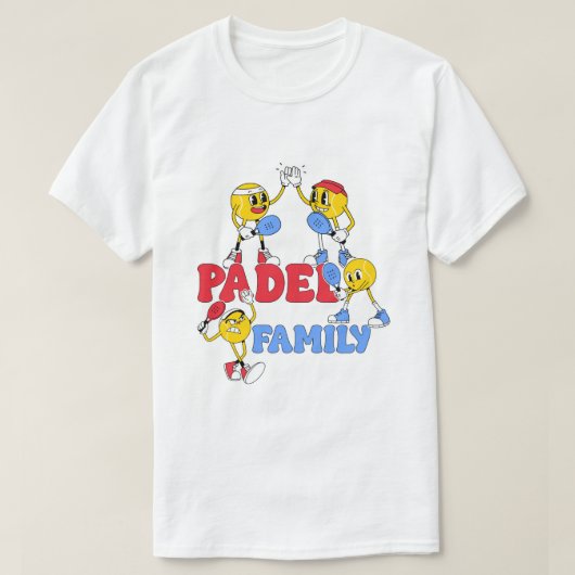 Padel Family | Retro Cartoon T-Shirt (Design voorkant)