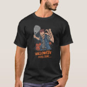 Padel Halloween zombie pompoenen en peddel tennis T-shirt (Voorkant)