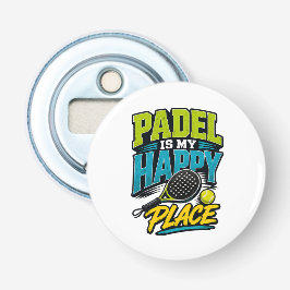 Padel Is Mijn Gelukkige Plek Retro Sporten Button Flesopener
