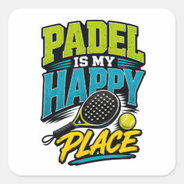 Padel Is Mijn Gelukkige Plek Retro Sporten Vierkante Sticker