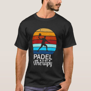 Padel Is Mijn Therapie Retro Zonsondergang Speler T-shirt