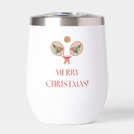 Padel Kerst Wijn Tumbler – Festieve Padel Motief