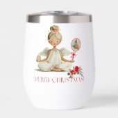 Padel Kerst Wijn Tumbler - Kerst Padel Engel (Voorkant)
