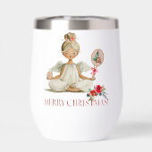 Padel Kerst Wijn Tumbler - Kerst Padel Engel (Achterkant)