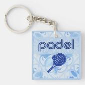 Padel Key Chain – Spanish Tile Vibes in Blue Sleutelhanger (Voorkant)
