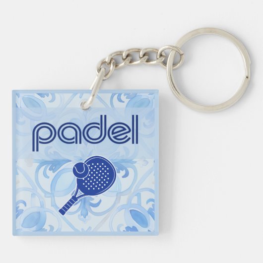 Padel Key Chain – Spanish Tile Vibes in Blue Sleutelhanger (Achterkant)