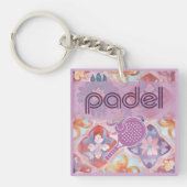 Padel Key Chain – Spanish Tile Vibes in Purple Sleutelhanger (Voorkant)