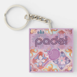 Padel Key Chain – Spanish Tile Vibes in Purple Sleutelhanger