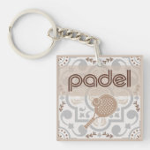 Padel Key Chain – Spanish Tile Vibes Taupe Brown Sleutelhanger (Voorkant)