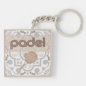 Padel Key Chain – Spanish Tile Vibes Taupe Brown Sleutelhanger (Achterkant)