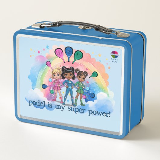 PADEL LUNCHBOX - PADEL GIRLS SUPERHEROES in BLUE (Achterkant)