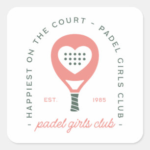 Padel meisjesclub roze esthetiek vierkante sticker