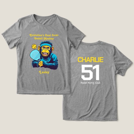 Padel Monkey Business Smashwear Tri-Blend Shirt (Ontwerp Voorkant & Achterkant)