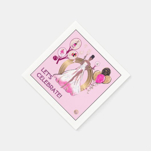 PADEL NAPKIN: CELEBRATION PADEL DIVA - BRIGHT PINK SERVET (Hoek)