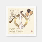 PADEL NAPKIN: NEW YEAR’S PADEL DIVA – CREAM & GOLD SERVET (Voorkant)