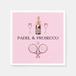 PADEL NAPKIN: PADEL & PROSECCO CLASSIC PINK-BLACK SERVET