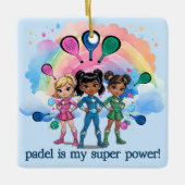 PADEL ORNAMENT – PADEL GIRLS SUPERHEROES BLUE (Voorkant)