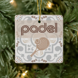 Padel Ornament-Spaanse tegelvibes in taupe & bruin Keramisch Ornament