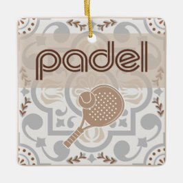 Padel Ornament-Spaanse tegelvibes in taupe & bruin Keramisch Ornament