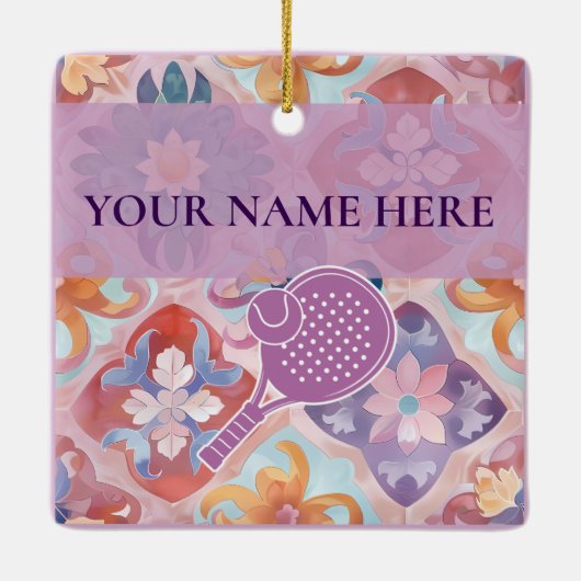 Padel Ornament – Spanish Tile Vibes in Purple (Achterkant)