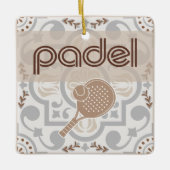 Padel Ornament-Spanish Tile Vibes in Taupe & Brown Keramisch Ornament (Voorkant)