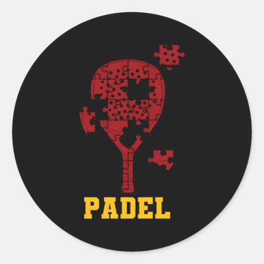 Padel Paddle Tennis Paddel Racquet Bal Puzzel Ronde Sticker (Voorkant)