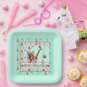 Padel Paper Plate – Padel Retro Christmas Papieren Bordje (Feest)